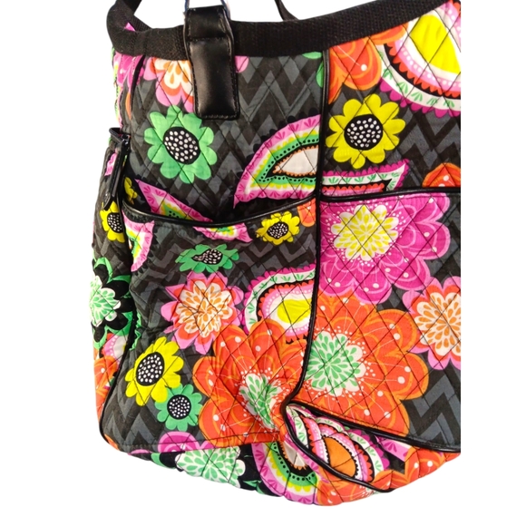 Vera Bradley Retired Ziggy Zinnia Carryall Travel Multicolor Tote Bag - Picture 9 of 12